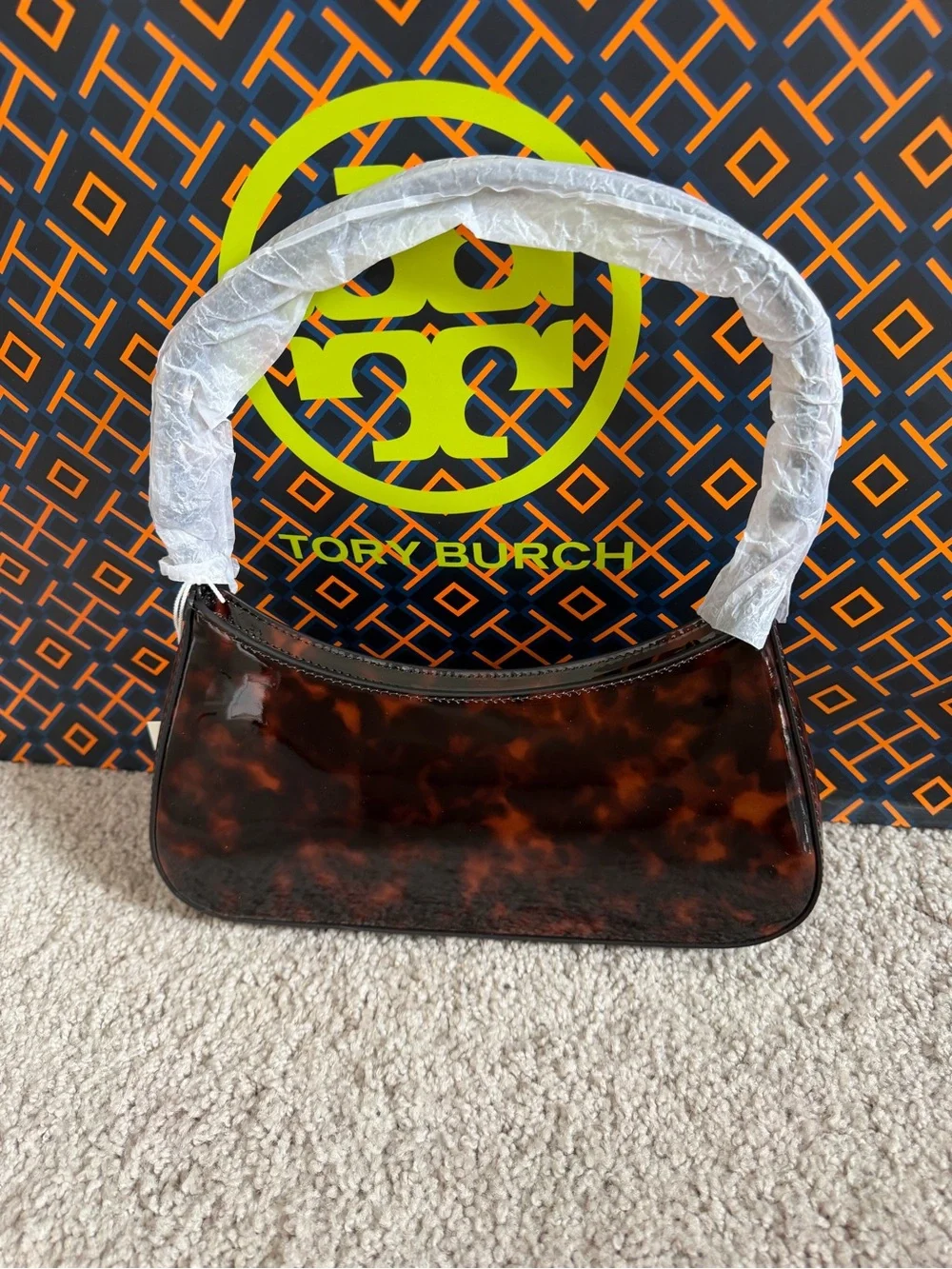 Tory Burch Emerson Tortoise Patent Shoulder Bag